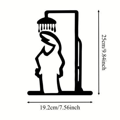 Bathroom Sign Black Shower Figure Wall Decoration Minimalist Line Rustic Door Sign Funny Shower Man Wall Art Home Decor - E