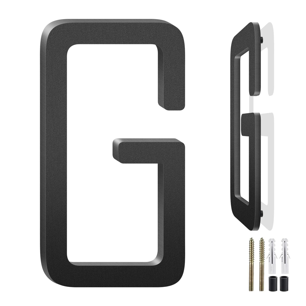 3-10 Inch Floating Aluminum House Address Numbers Letters, Modern Metal House Numbers for Outside, Black Metal Door Address L
