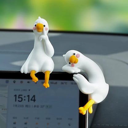 Resin Cartoon Animal Decor For Desk Car Dashboard TV Monitor Gift Idea Cute 3D Duck Figurine Mini Resin Duck Ornament Playful