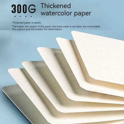 50Pcs 300g Blank Watercolor Paper Cards Portable Postcard Square Round for Painting School Student Art Supplies