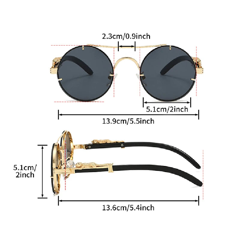 KAMMPT Vintage Round Sunglasses Men Fashion Double Bridge Multicolor Shades Women Retro Trendy Brand Luxury Design Sun Glasse
