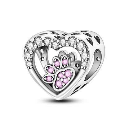 Original 925 Sterling Silver Charms Love Pets Dog Cat Paw Print Pendant Beads Fit Brand Bracelets Necklaces Women DIY Jewelry