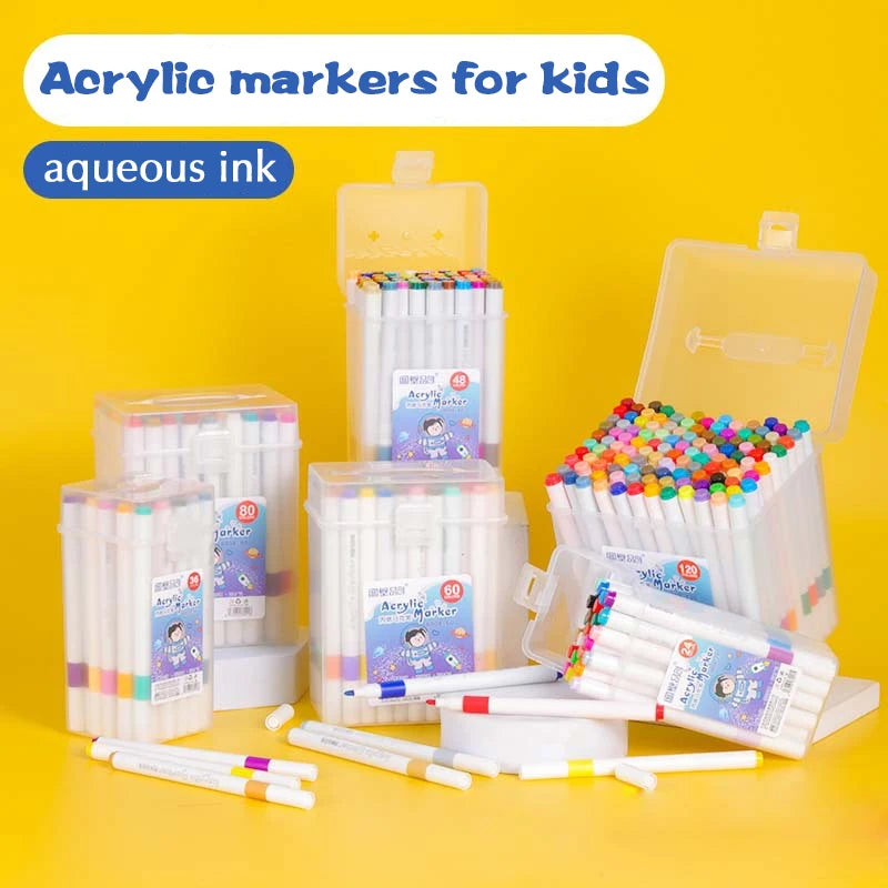 Acrylic Brush Markers Set with Portable Case, Liquid Ink Art Acrylic Paint Markers Set for Art and DIY Craft