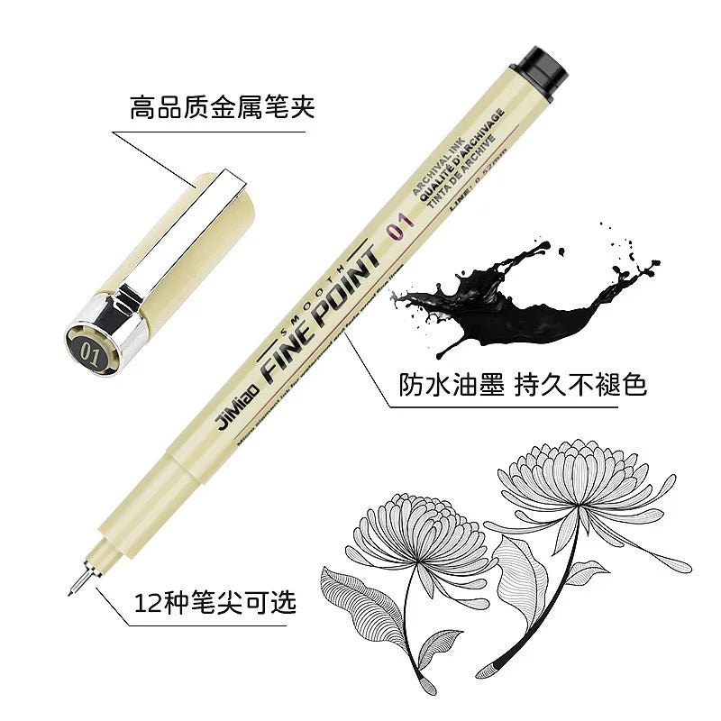 Professional 6/12pc Manga Art Marker Set Fine Line Sketch Pens for Drawing Illustration & Calligraphy Artist School Supplies 