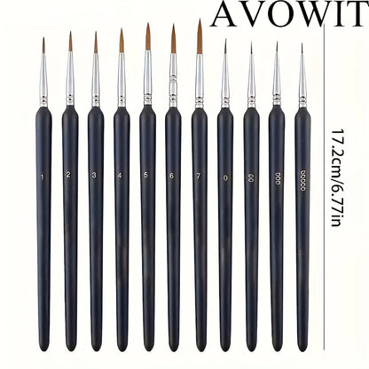 11pcs Detail Brush Set, Triangle Handle Micro Brush, Acrylic Painting Art Brush, Model Oil Painting, Digital Painting Set