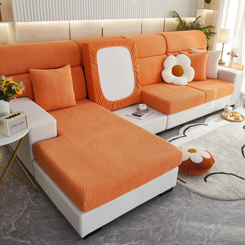 1pc Jacquard Sofa Slipcover Twill Pattern Elastic Sofa Covers Furniture Protector for Bedroom Office Living Room Home Decor -