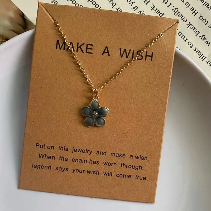 Korean Fashion Choker Necklace for Women Girl Colorful Flower Design Pendant Necklace Cute Romantic Neck Jewelry