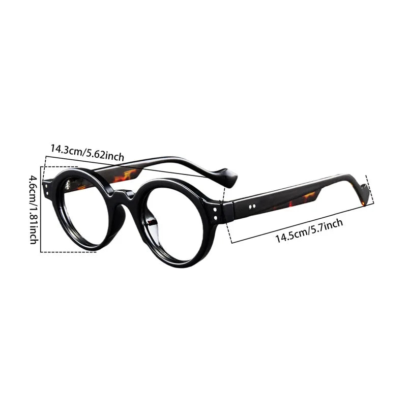 Retro Round Frame Fashionable Reading Glasses Made of Ultra Light Resin, Suitable for Both Men and Women