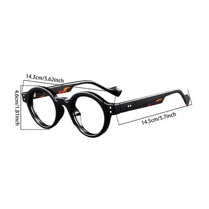Retro Round Frame Fashionable Reading Glasses Made of Ultra Light Resin, Suitable for Both Men and Women