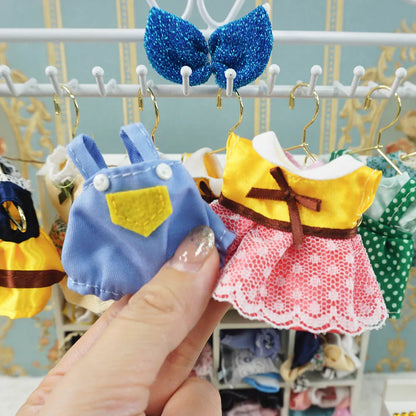 Dress Dollhouse Accessories 1:12 Forest Animal Family Clothes Fashion Daily Wear Casual Outfits Vest Shirt Skirt Pants for Do