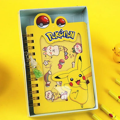 Pokemon Pikachu Notebook Coil Bound, Cute Anime Cartoon Diary Journal for School Office Study Supplies, Kids Gift Set
