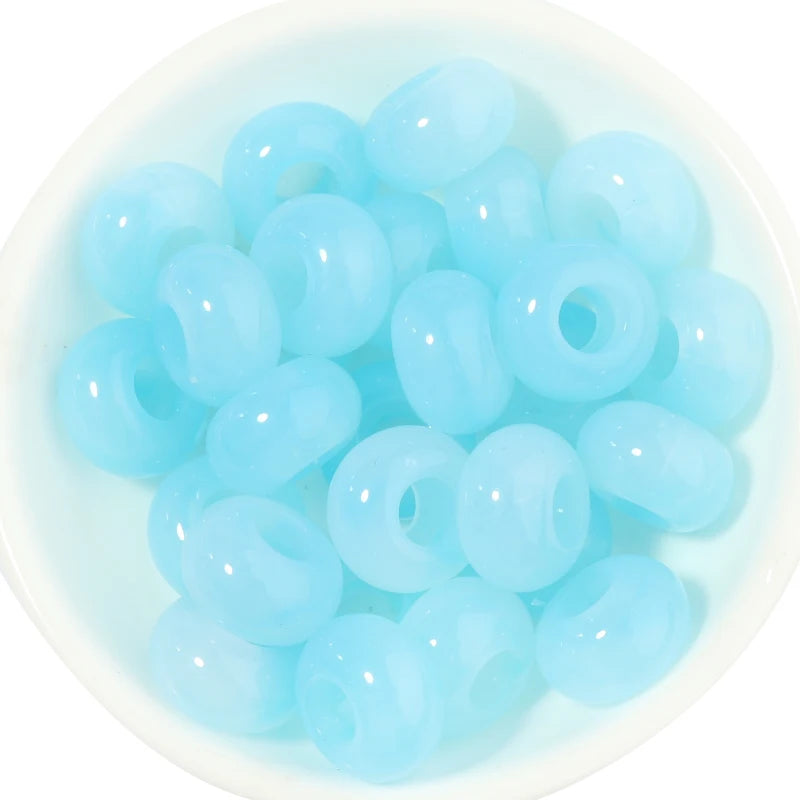 50pcs/lot Colorful Round Acrylic Beads Big Hole Loose Spacer Beads For Jewelry Making DIY Necklaces Bracelets Accessories - l