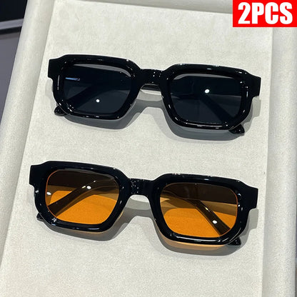 2/3PCS Vintage Rectangle Frame Sunglasses for Women Fashion Retro Design UV400 Sun Glasses Men's Eyewear Goggles