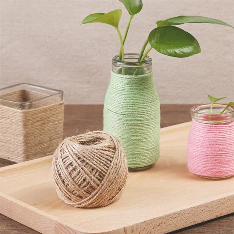 Natural Vintage Jute Rope Twine Roll Sewing Christmas Crafts Jute Cord Thread Wedding Handmade DIY Party Ribbon Bows Decorati
