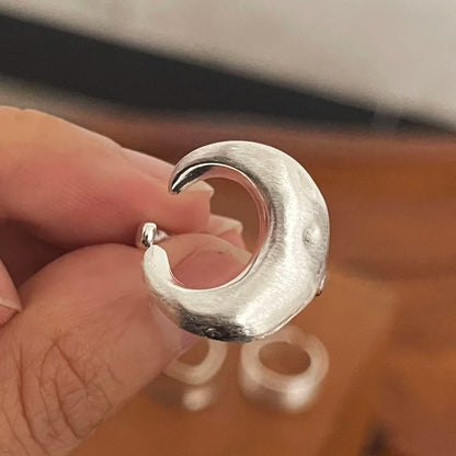 925 Sterling Silver Rings for Women Couple Minimalist Handmade Simple Wide Moon Ring Set Party Jewelry Gift Prevent Allergy