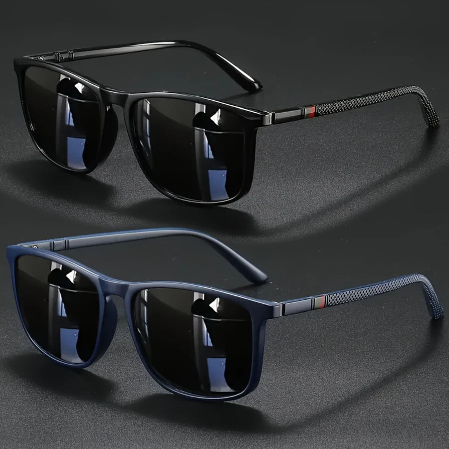 2/3pcs Luxury Square Vintage Cycling Sunglasses Men Women Fashion Travel Driving Fishing Sun Glasses Male Eyewear UV400 - GRA