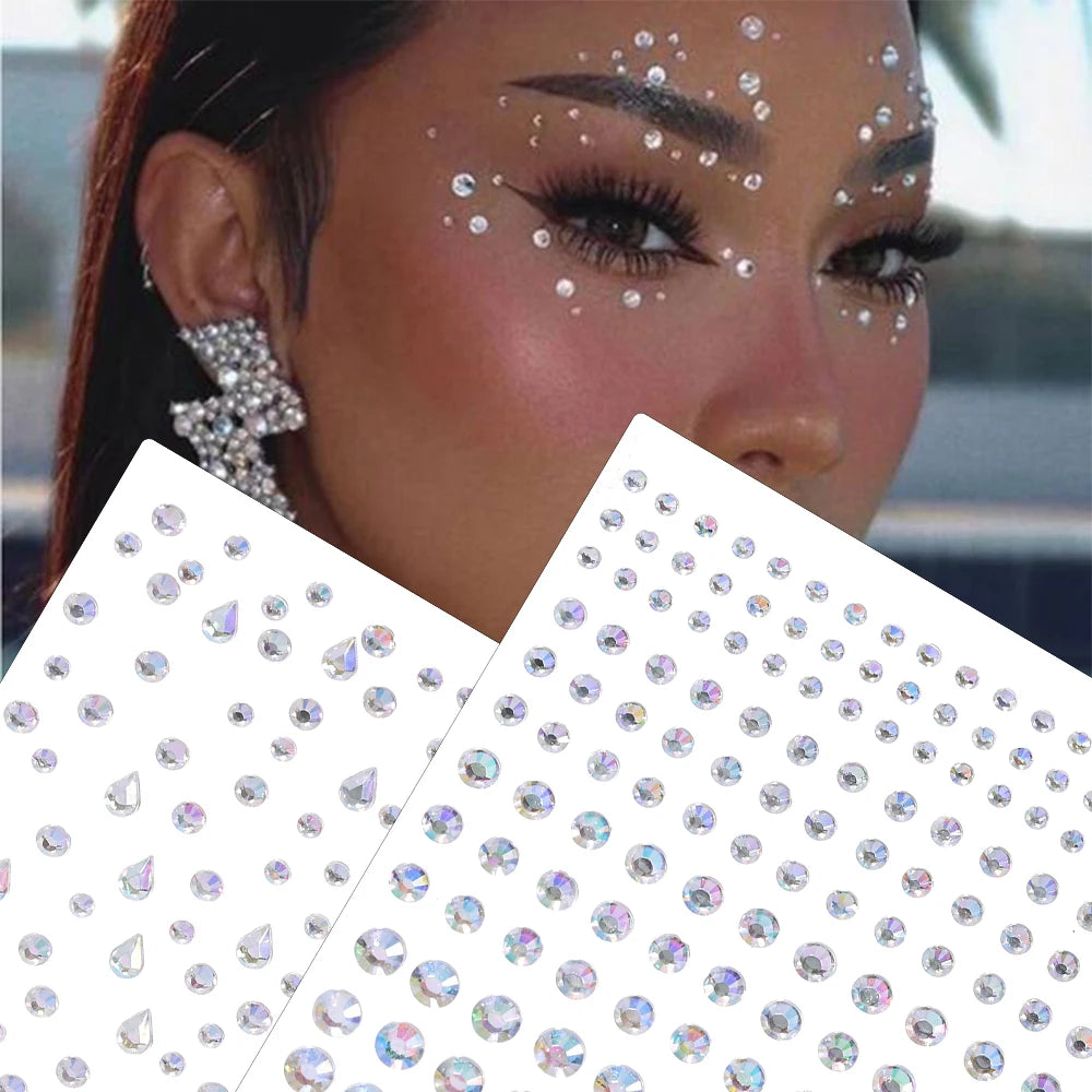 Stickers On The Face Rhinestone DIY Eyes Face Self Adhesive Temporary Tattoo For Makeup Party Festival Face Jewels Diamonds G