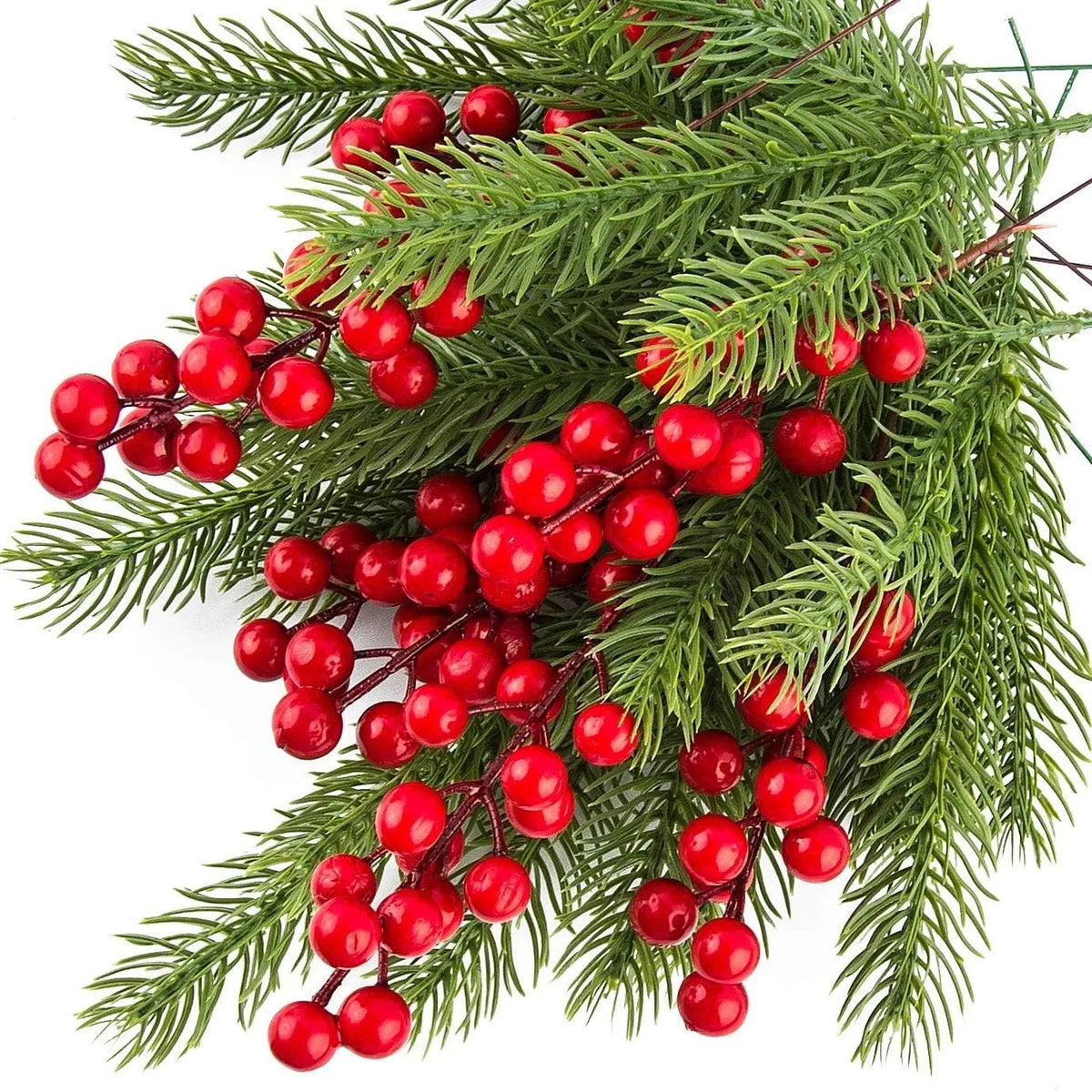 10Pcs Christmas Decoration Artificial Pine Branches Holly Berries Red Berry Branches for Christmas Tree Wreath Gifts Decorati