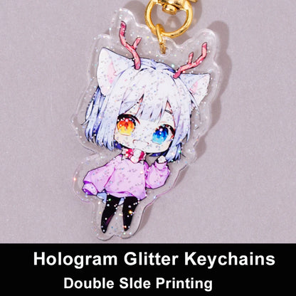 Custom Keychains Cartoon Llavero Key Chain Photo Customized Anime Charms Hologram Clear Acrylic Personalized Designer Keychai