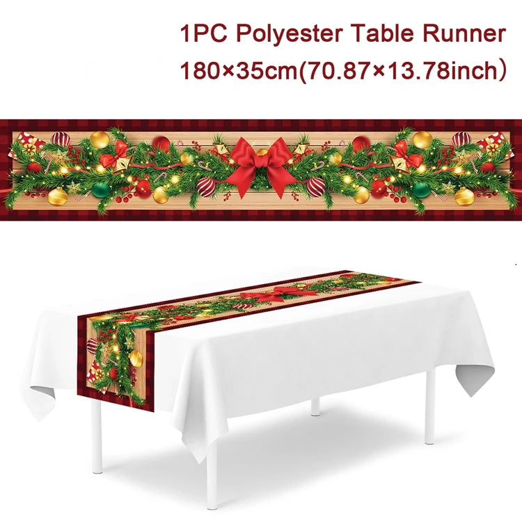 Christmas Table Runner Merry Christmas Decoration for Home Table 2024 Xmas Ornament Navidad Notal Noel Happy New Year Gifts 2