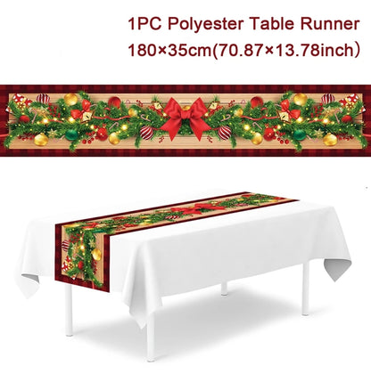 Christmas Table Runner Merry Christmas Decoration for Home Xmas Party Decor 2025 Navidad Notal Noel Ornament Happy New Year 2