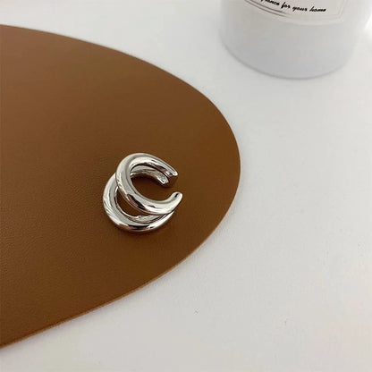 Fake Piercing Earcuff Double Circle Ear Cuff Faux Earrings for Women Man Hiphop Vintage Cuffs Earclips Accessories Korean Fas