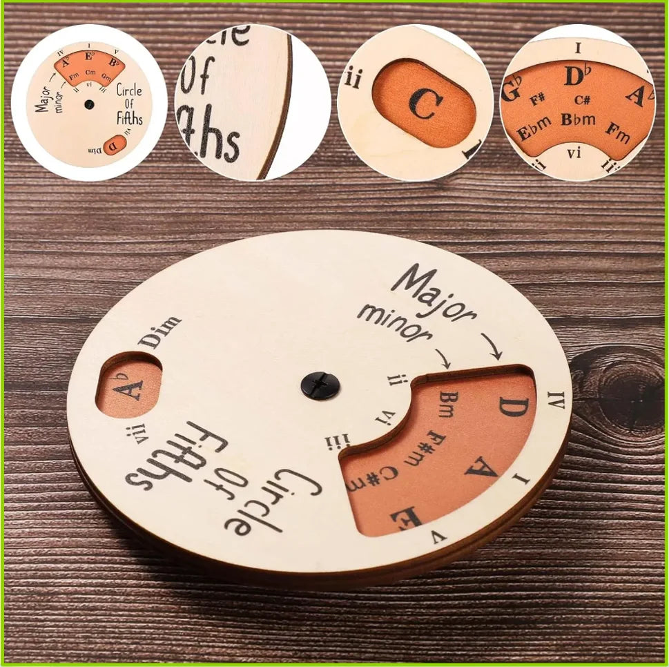 Wooden Melody Tool Round Circle of Fifths Wheel Melody Chord Tool Music Transpose Accessories For Musicians Beginners Songwri