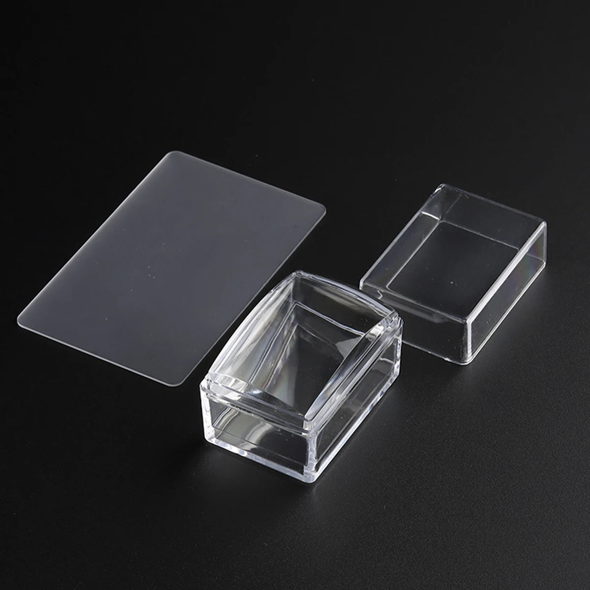 Square Clear Silicone Nail Stamp Set, Alcohol-Cleanable, Suitable for Large Plates, Includes Scraper and Replacement Stamp He