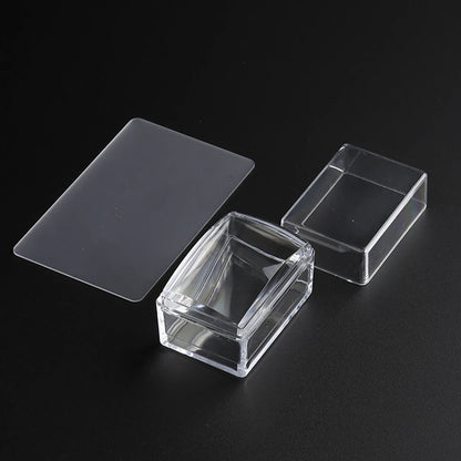 Square Clear Silicone Nail Stamp Set, Alcohol-Cleanable, Suitable for Large Plates, Includes Scraper and Replacement Stamp He