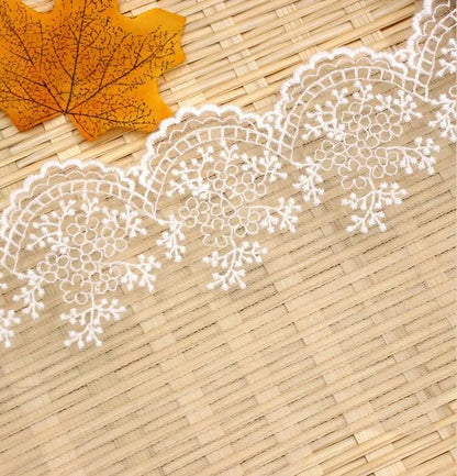 3 Meters White Color Cute Cotton embroidered mesh lace Garment lace trims trimmings DIY Sewing accessories