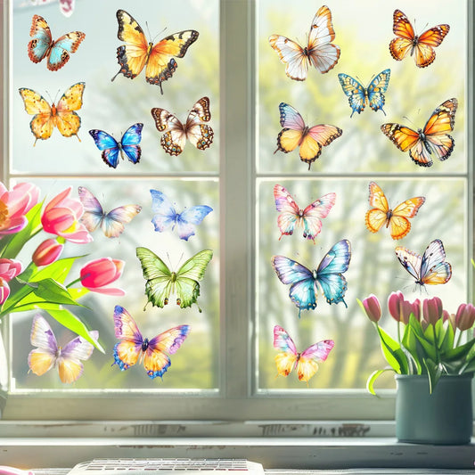 Spring Butterfly Window Clings - Colorful Double-Sided Removable & Reusable Anti-Collision Stickers for Home Decor