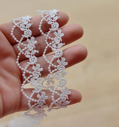 Lace Trim, Handmade Black White Lace Trim, 1 Yard Wide for Sewing, Vintage Style Trim for Scrapbooking, DIY Crafts and Embell