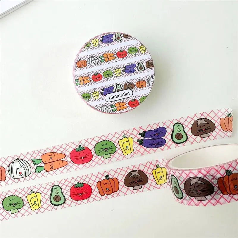 Washi Paper Tape Cute Little Girl Small Animal Handbook Decoration Material Sticker 3 Meters
