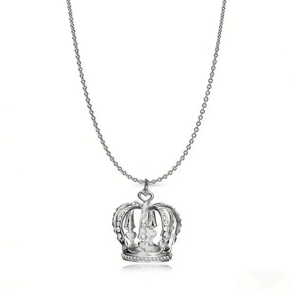 Elegant Crown Pendant Necklace Large Clavicle Chain Sweater Chain Fashion Jewelry Accessory Multiple Colors for Women Girls G