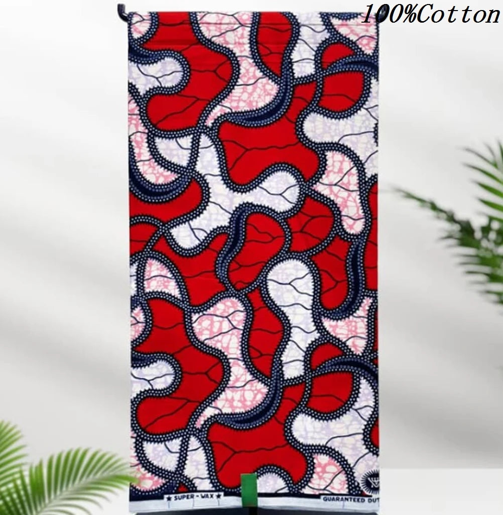 New African Ankara Batik Fabric Super Real Wax African Cotton Material Prints Wax Tissu For Sew 6yards - AS PICTURE O