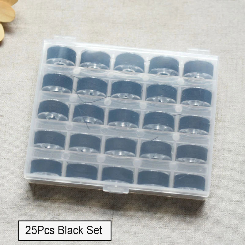 25/36 Colors Set Bobbin Thread Polyester Thread Spools Sewing Machine Bobbins With Storage Box For Embroidery Sewing Accessor