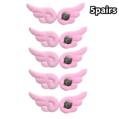 5/1Pairs Small Angel Wings Brooch Japanese Plush Angel Wings Brooch Badge Sweet Pin Doll Cosplay Y2K Fluffy Angel Wing Bag De