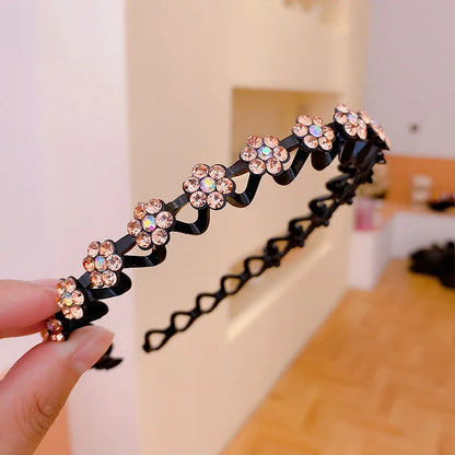 Non-Slip Rhinestone Hairbands Elastic Flower Fashion Pearl Women Hair Hoop Bands Headband Bezel Girls Hair Accessories Headdr