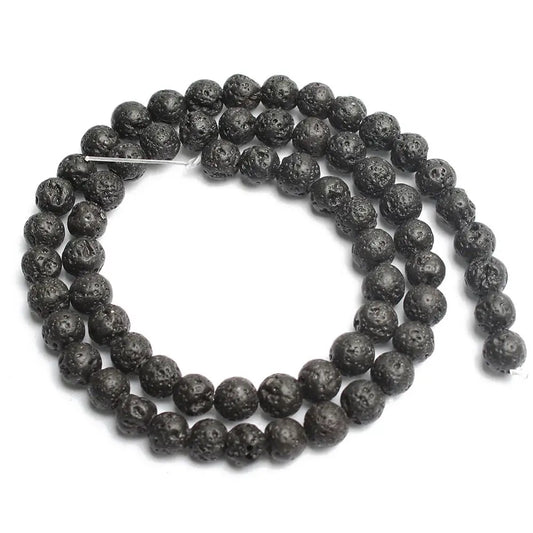 4-14mm Natural Black Volcanic Lava Stone Round Beads 15" Pick Size For Jewelry Making diy Bracelet