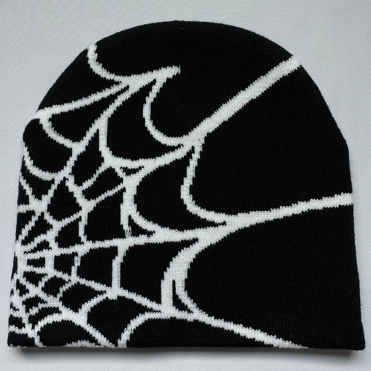 Four Seasons Men's And Women's Universal Y2K Knit Hat Spider Web Riding Outdoor Sports Fashion Hat - Black White