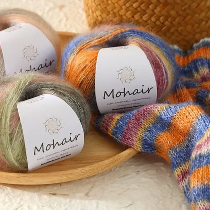 Crochet Yarn, Gradient Mohair Soft Cotton Yarn, DIY Knitting Yarn for Baby Sweater, Baby Hat, Cozy Scarf Projects