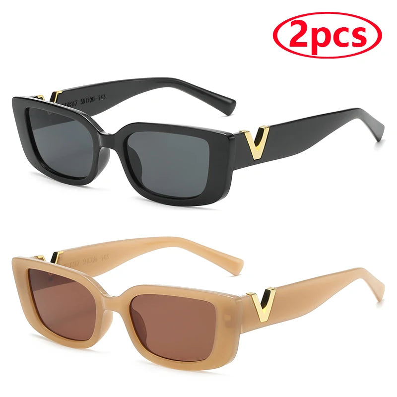 Fashion Rectangle Sunglasses Women Vintage Small Frame Sun Glasses Ladies Classic Black Square Eyeglasses Oculos - 2 black br