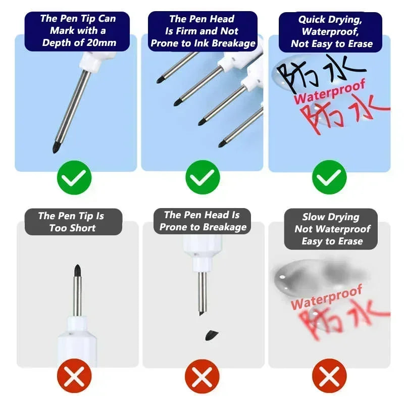 iLMH 4-40Pcs Deep Hole Long Nib Head Marker For Metal Perforating Pen Waterproof Bathroom Woodworking Decor Multi-Purpose Too