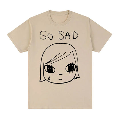 Yoshitomo Nara Sad Vintage T-shirt Japan Party Cotton Men T shirt New Tee Tshirt Womens Tops - Khaki / L