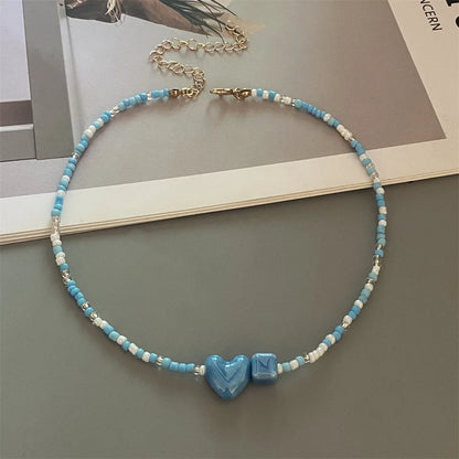 Cute Romantic Geometric Choker Necklace for Women Girl New Trendy Gift Necklace Seed Beads Fashion Jewelry