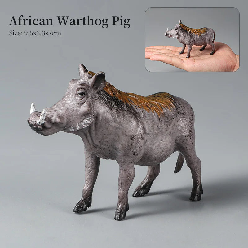 Montessori Wild Animals Model Toy Set - Lion Elephant Antelope Action Figures Miniature Zoo Figurines Educational Kids Gift