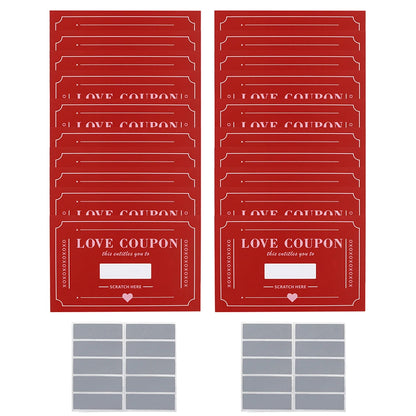 10Pcs/20Pcs Scratch-Off Love Coupons Couple Scratch Off Cards Valentine's Day Wedding Anniversary Creative Gifts - 20Pcs Red