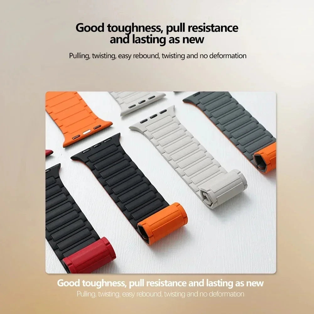 Magnetic Loop for Apple Watch Bands 44mm 40mm 49mm 45mm 41mm 38mm Silicone Bracelet iWatch Series 9 8 7 6 5 4 3 Se ultra 2 st