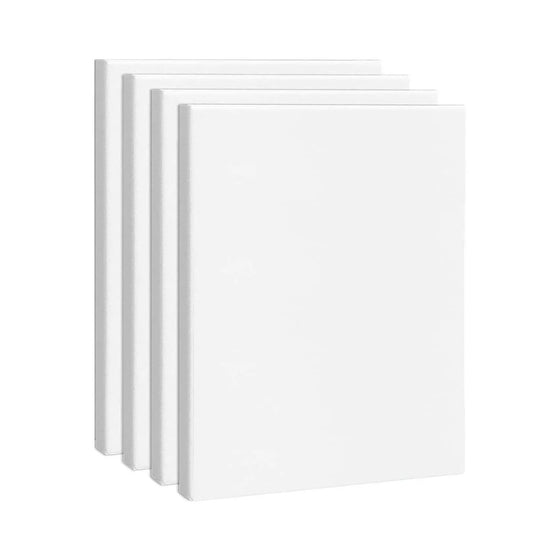 4pcs Stretched Canvas, 8 x 10 Inches ( 20 x 25 cm) Square Blank Canvases, 100% Cotton Canvases for Painting, 8 oz Gesso-Prime