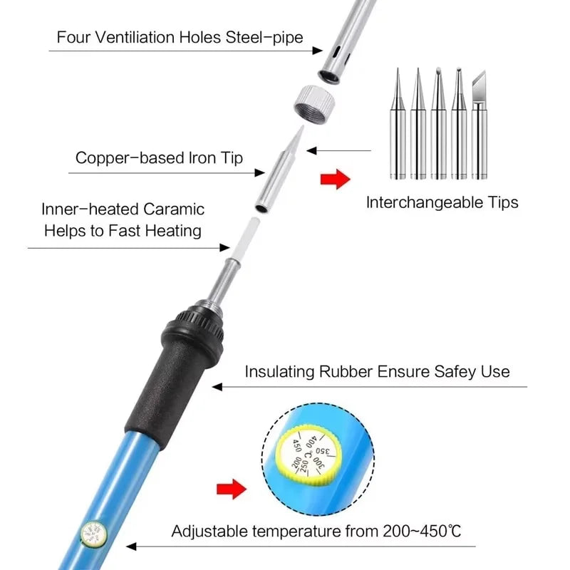 Adjustable Temperature Electric Soldering Iron 110V/220V 60W Solder Iron Tin Professional Tin Welder Electric Tin Welder Heat